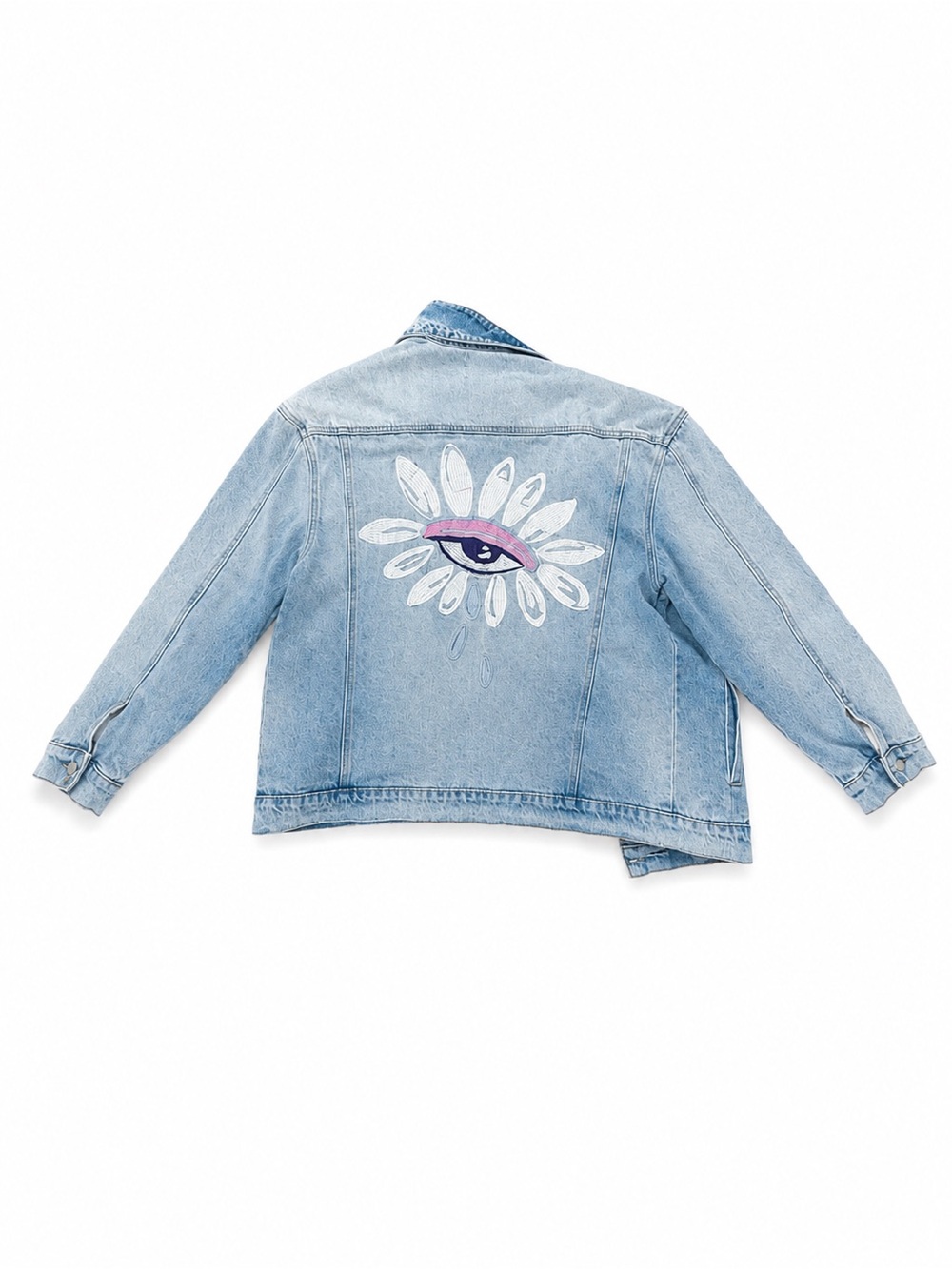 Nordstrom Light Blue Denim Jacket with Purple & White Eye Patch